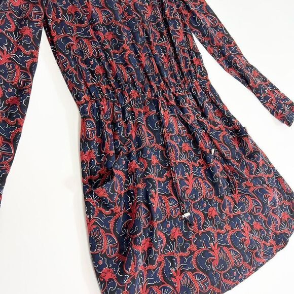 A.L.C. Dress Womens Size 2 Sullivan 100% Silk Floral Tie Waist Long Sleeve - Picture 2 of 13